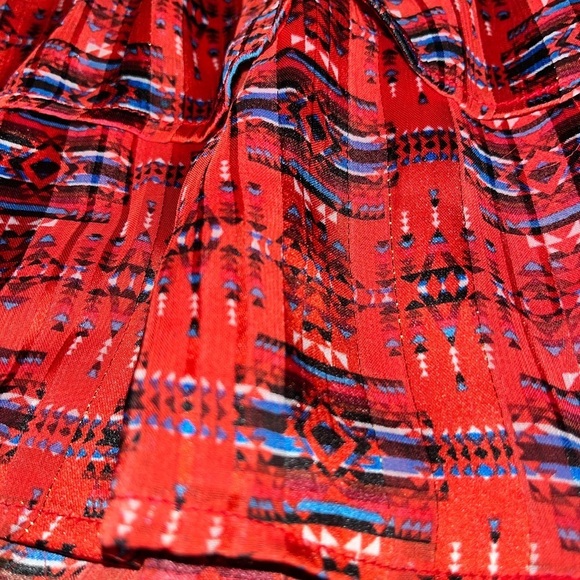 Aqua X Pendleton smocked mini skirt red medium tiered geometric lightweight - Picture 9 of 9